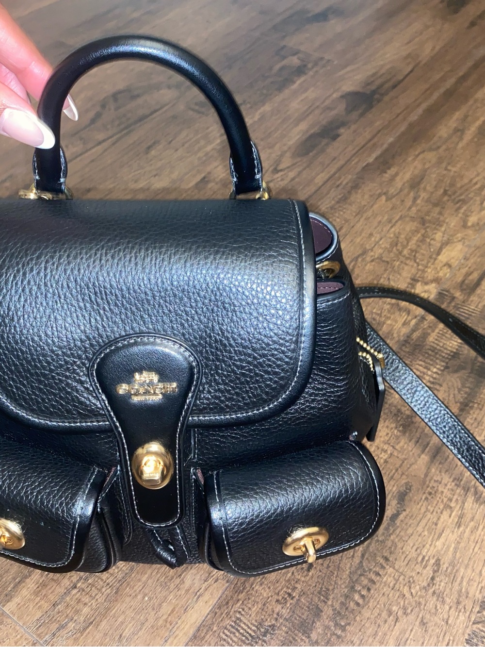 Coach Black Pebbled Leather Mini Backpack with Gold-Tone Hardware - Picture 2 of 7